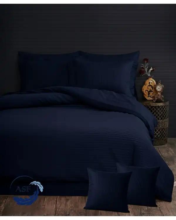 سرویس لحاف روتختی دو نفره 8 تکه عرض 160 سرمه ای ای اس اف ASF مدل JACQUARD & SATIN با پارچه لوکس ژاکارد