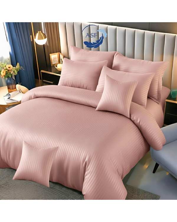سرویس لحاف روتختی دو نفره 8 تکه عرض 180 صورتی ای اس اف ASF مدل JACQUARD & SATIN با پارچه لوکس ژاکارد