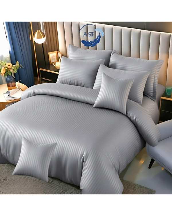 سرویس لحاف روتختی دو نفره 8 تکه عرض 180 نقره ای ای اس اف ASF مدل JACQUARD & SATIN با پارچه لوکس ژاکارد