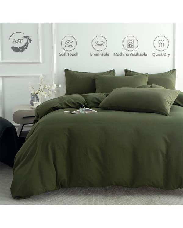 سرویس لحاف روتختی مینیمال دو نفره 8 تکه عرض 180 سبز ارتشی ای اس اف ASF مدل MICRO LADY