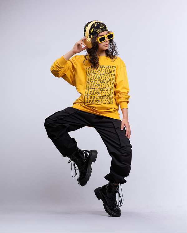 ست سویشرت و شلوار پسرانه زرد لئو کیدز Leo Kids طرح هاستل کد 6846