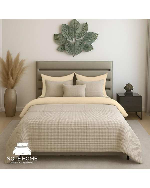 سرویس روتختی مخمل تدی والنسیا دو نفره هشت تکه کرم روشن نوپه هوم Nopehome عرض تشک 160 الی 180