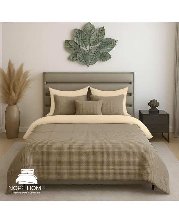 سرویس روتختی مخمل تدی والنسیا دو نفره هشت تکه نسکافه ای نوپه هوم Nopehome عرض تشک 160 الی 180