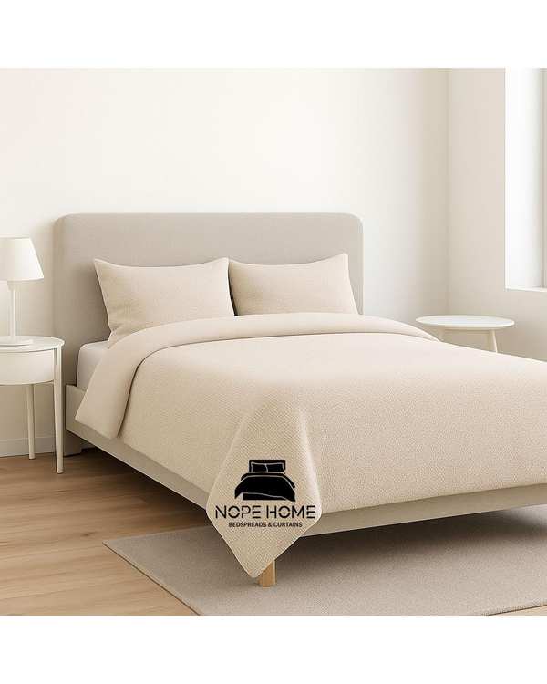 سرویس روتختی کاوری مخمل حصیری بافت ریز یونیک دو نفره هشت تکه شیری نوپه هوم Nopehome تشک عرض ۱۶۰ و ۱۸۰ سانت