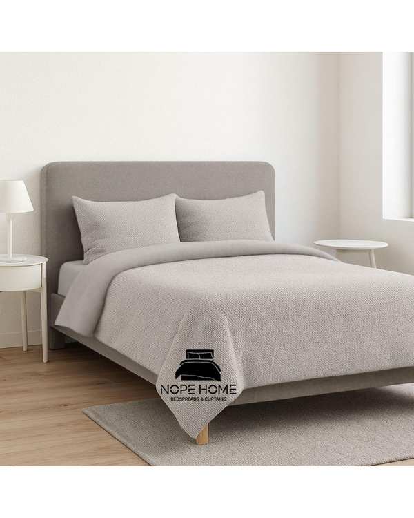 سرویس روتختی کاوری مخمل حصیری بافت ریز یونیک دو نفره هشت تکه طوسی روشن نوپه هوم Nopehome تشک عرض ۱۶۰ و ۱۸۰ سانت