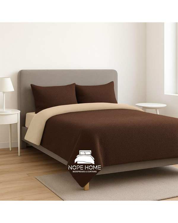 سرویس روتختی کاوری مخمل حصیری بافت ریز یونیک دو نفره هشت تکه قهوه ای تیره نوپه هوم Nopehome تشک عرض ۱۶۰ و ۱۸۰ سانت