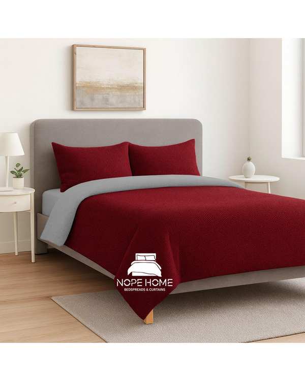 سرویس روتختی کاوری مخمل حصیری بافت ریز یونیک یک نفره پنج تکه زرشکی نوپه هوم Nopehome تشک عرض ۸۰ الی ۹۰ سانت