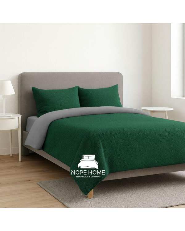 سرویس روتختی کاوری مخمل حصیری بافت ریز یونیک یک نفره پنج تکه سبز تیره نوپه هوم Nopehome تشک عرض ۸۰ الی ۹۰ سانت