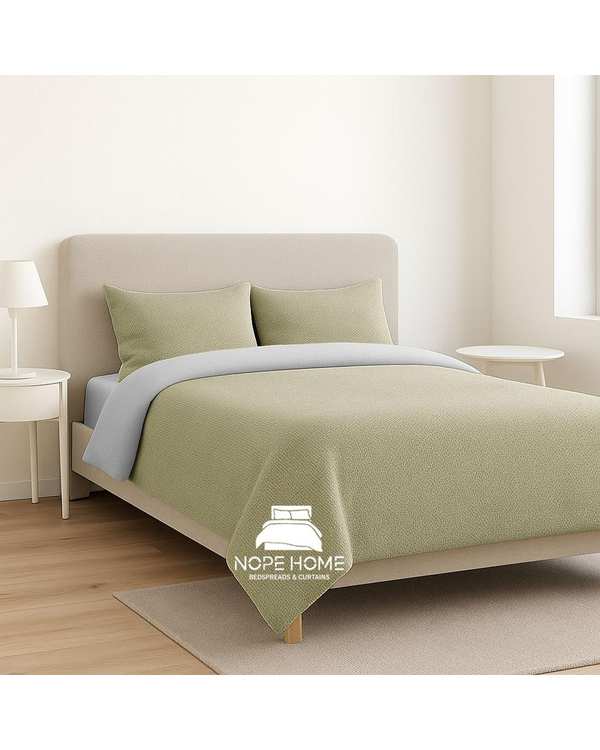 سرویس روتختی کاوری مخمل حصیری بافت ریز یونیک یک نفره پنج تکه سبز مغز پسته ای نوپه هوم Nopehome تشک عرض ۸۰ الی ۹۰ سانت