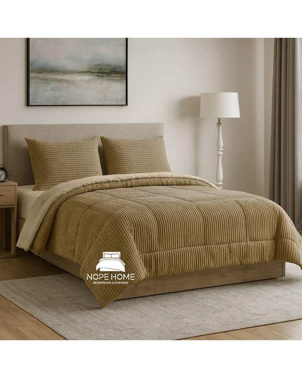 سرویس روتختی مخمل پلیسه کریستال یک نفره پنج تکه نسکافه ای نوپه هوم Nopehome تشک عرض ۸۰ الی ۹۰ سانت