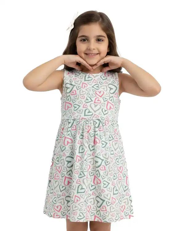 پیراهن دخترانه سبز فیورلا Fiorella طرح قلب سبز کد 35214