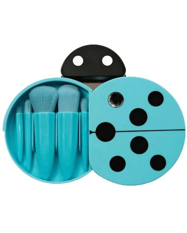 ست براش آرایشی آبی مدل کفشدوزک بسته 5 عددی