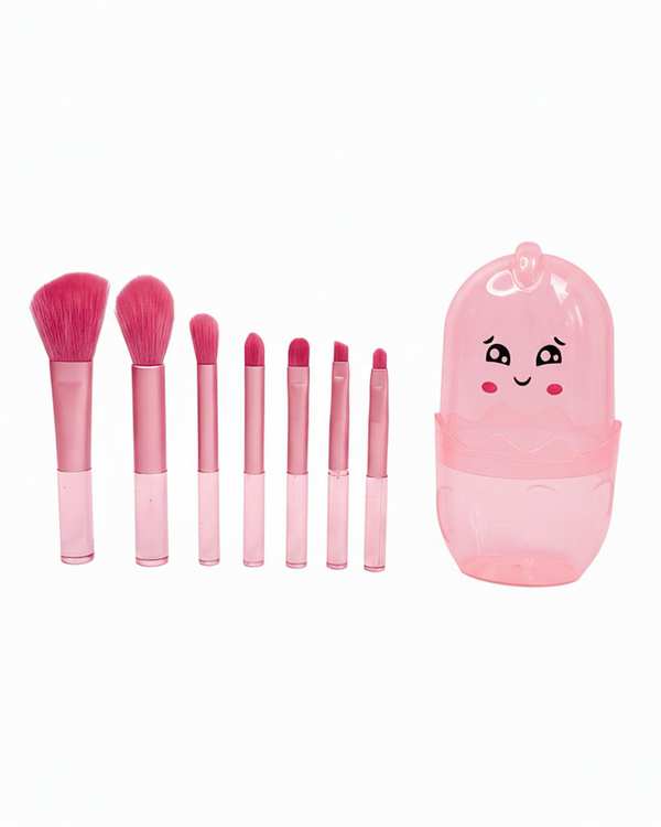 ست براش آرایشی شفاف طرح جوجه صورتی مجموعه ۷ عددی