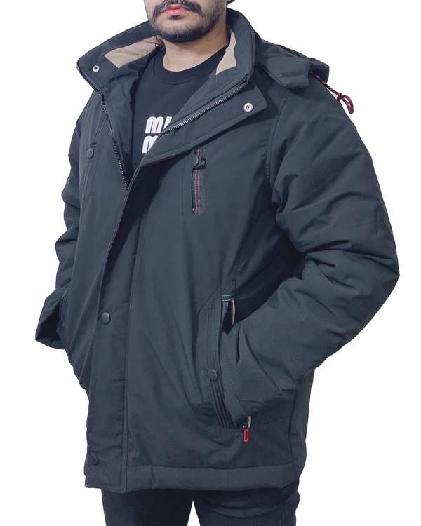 کاپشن مردانه کتان ضد آب مشکی دیورسو Diverso کد 4834