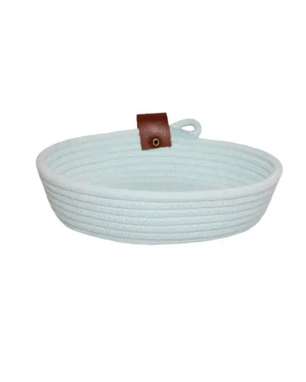 سبد نان آبی آسمانی مدل نخ پنبه