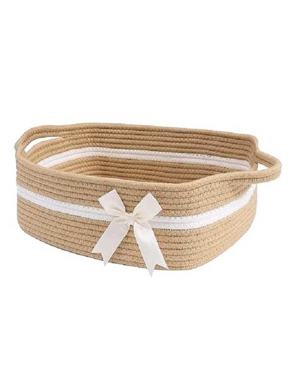 سبد کپو بافی کرم تیره مدل پاپیون