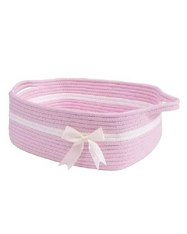 سبد کپو بافی صورتی مدل پاپیون