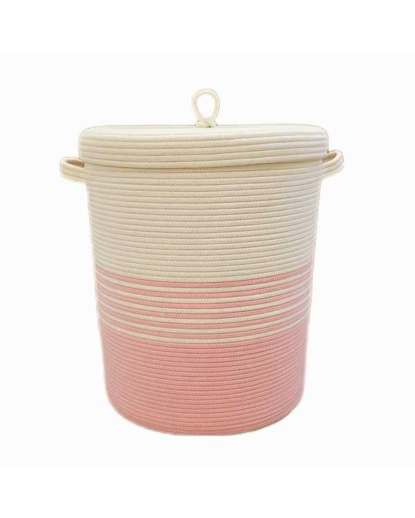 سبد لباس صورتی سفید مدل N2