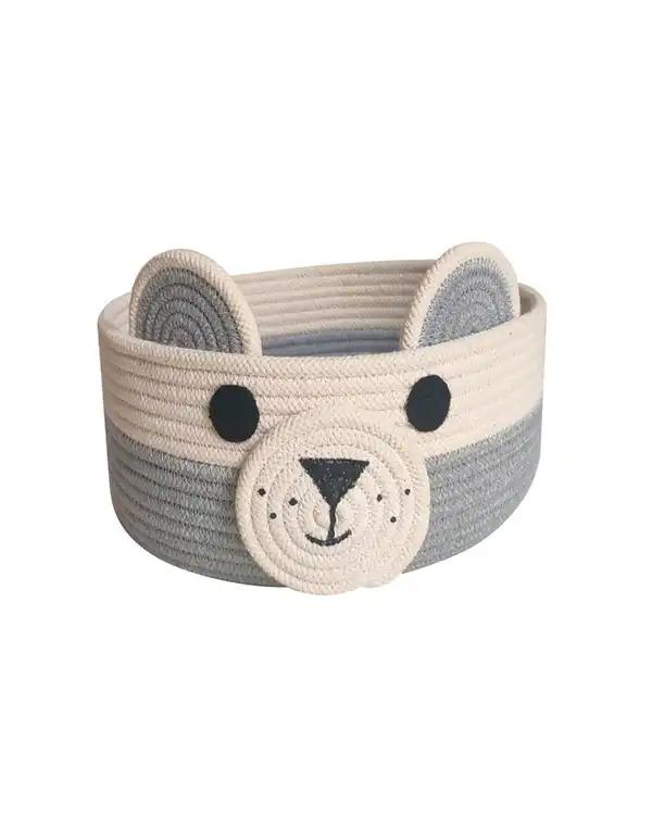 سبد اسباب بازی طوسی سفید مدل خرسی 01