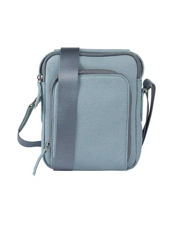 کیف چرم دوشی زنانه آبی ایران طب Iran Teb مدل فمیلی کد 04