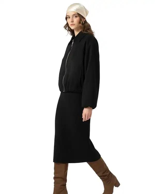 بامبر جکت زنانه جیر مشکی نیواریا Nivarya کد 0985