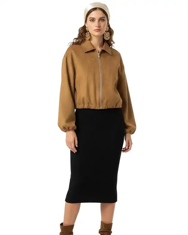 بامبر جکت زنانه جیر نسکافه ای نیواریا Nivarya کد 0985