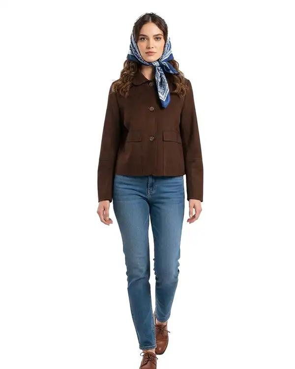 کت زنانه سوئیت جیر قهوه ای نیواریا Nivarya کد 0986