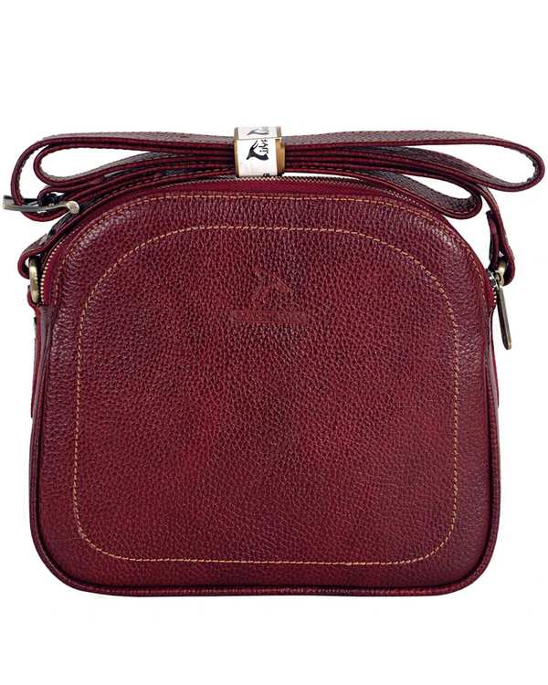 کیف دوشی چرم زنانه زرشکی چرم بارز Charm Barez مدل DG81.1