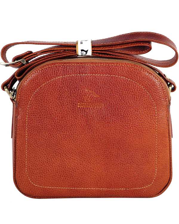 کیف دوشی چرم زنانه عسلی چرم بارز Charm Barez مدل DG81.1