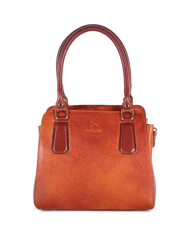 کیف دستی چرم زنانه عسلی چرم بارز Charm Barez مدل DZ68.1