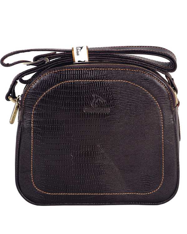 کیف دوشی چرم زنانه قهوه ای چرم بارز Charm Barez مدل DG81.Lizard