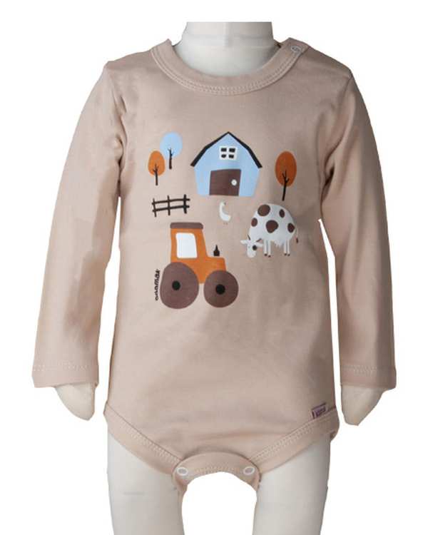 بادی نوزادی آستین بلند کرم آدمک Adamak مدل مزرعه کد 0322010