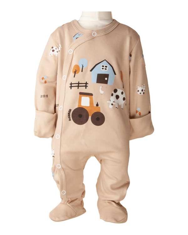 سرهمی نوزادی جورابدار دستکش دار کرم آدمک Adamak مدل مزرعه کد 0322400