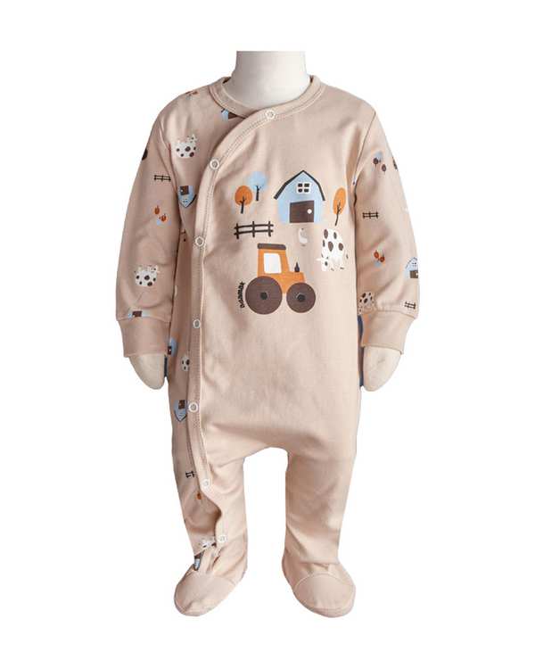 سرهمی نوزادی جورابدار کرم آدمک Adamak مدل مزرعه کد 0322400