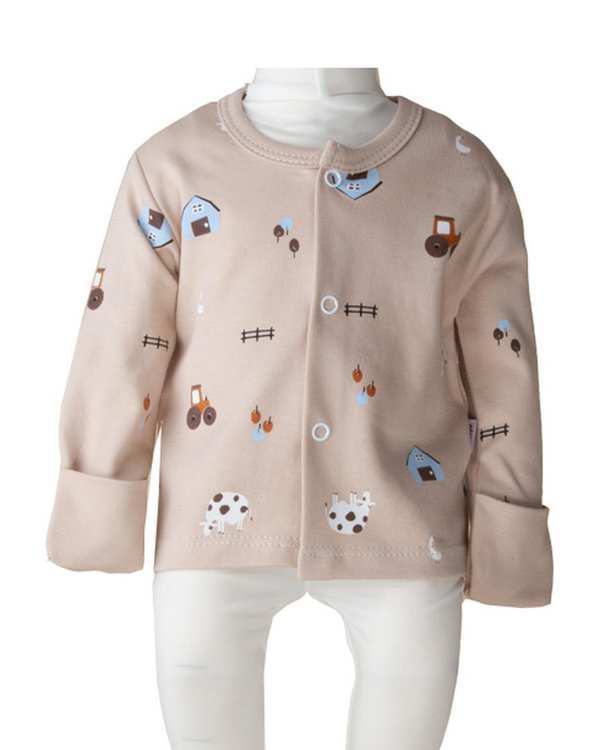 بلوز نوزادی دستکش دار کرم آدمک Adamak مدل مزرعه کد 0323600