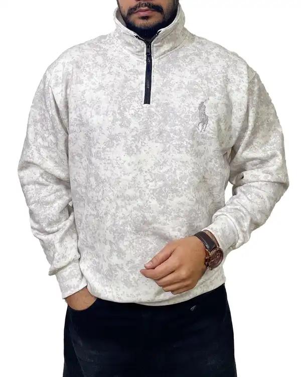 سویشرت مردانه نیم زیپ پولو سفید دیورسو Diverso کد 4841