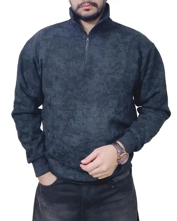 سویشرت مردانه نیم زیپ پولو مشکی دیورسو Diverso کد 4843