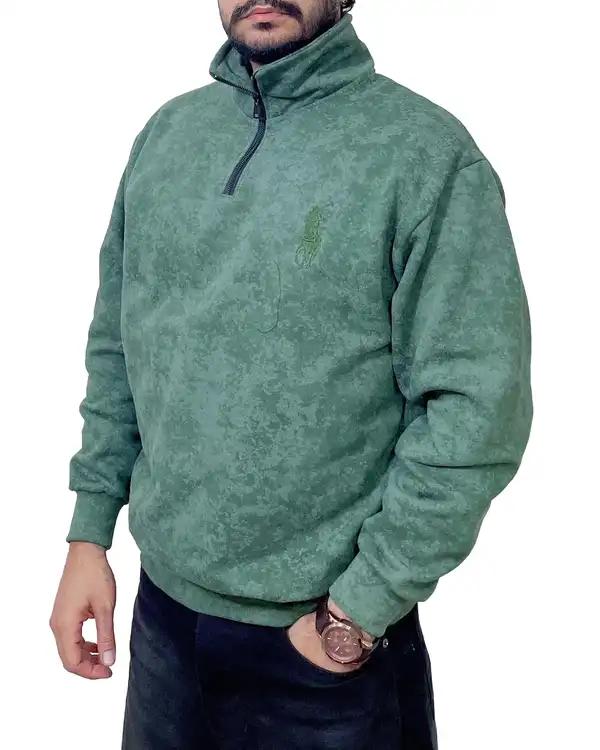 سویشرت مردانه نیم زیپ پولو سبز دیورسو Diverso کد 4844