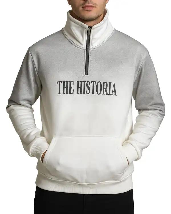 سویشرت مردانه نیم زیپ سفید دیورسو Diverso کد 4845