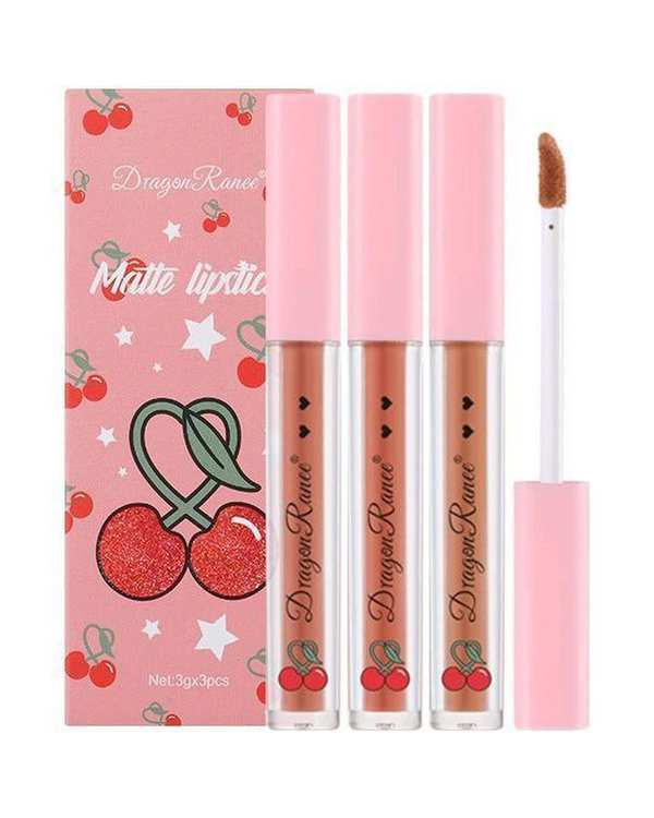 پک ۳ عددی رژ لب مایع طرح گیلاس کد A