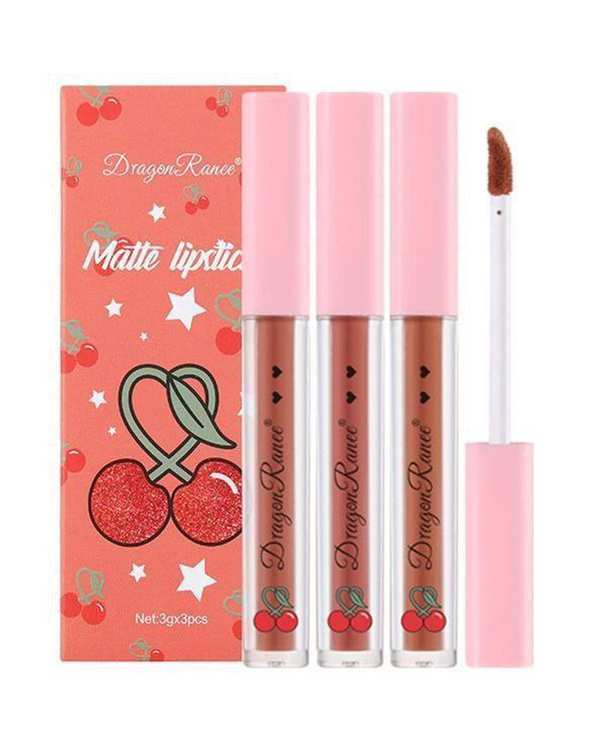 پک ۳ عددی رژ لب مایع طرح گیلاس کد C