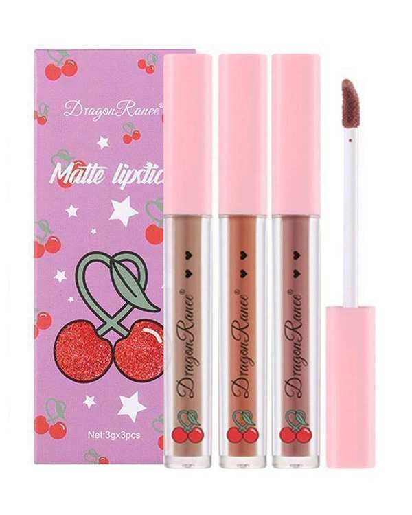 پک ۳ عددی رژ لب مایع طرح گیلاس کد D