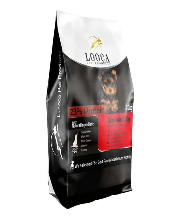 غذای خشک سگ بالغ نژاد کوچک لوکا Looca مدل Mini Adult Dog with Beef & Rice با طعم گوشت وزن 2 کیلوگرم