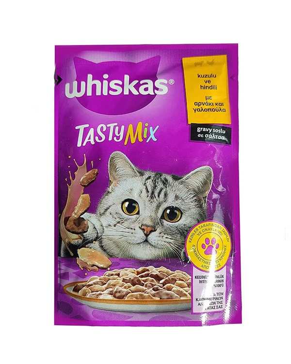 پوچ گربه بالغ ویسکاس Whiskas با طعم بره و بوقلمون در سس 85 گرم