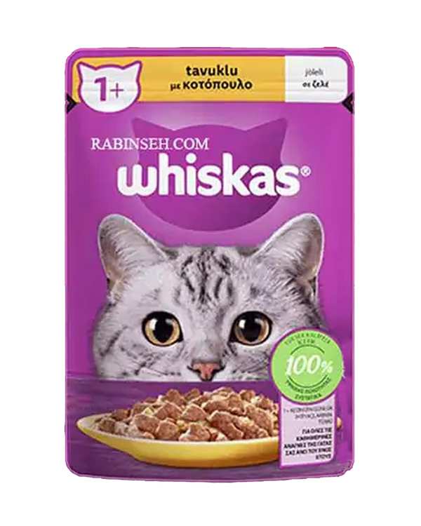 پوچ گربه ویسکاس Whiskas با طعم مرغ در سس 85 گرم