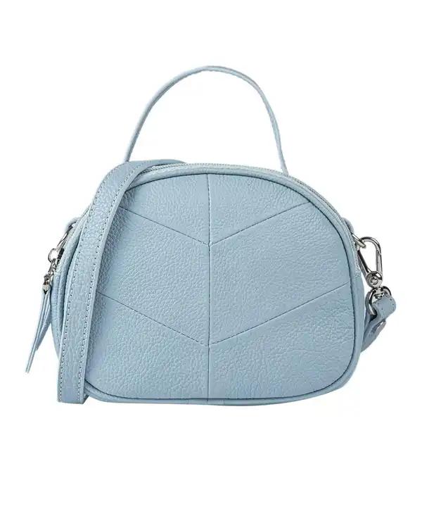 کیف دوشی چرم زنانه آبی ایران طب Iran Teb مدل فمیلی کد 07