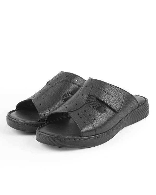 دمپایی چرم زنانه مشکی ایران طب Iran Teb مدل دیبا کد 202577