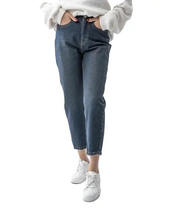 شلوار جین زنانه مام فیت آبی کثیف آر ان اس RNS کد 11042542