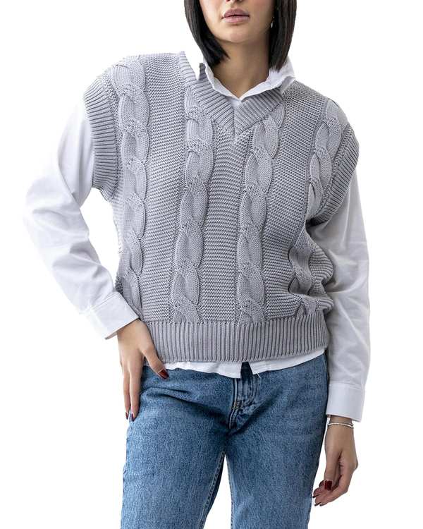 ژیله زنانه بافت یقه هفت طوسی آر ان اس RNS کد 11252562