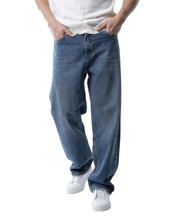 شلوار جین مردانه نیم بگ آبی آر ان اس RNS کد 12042545